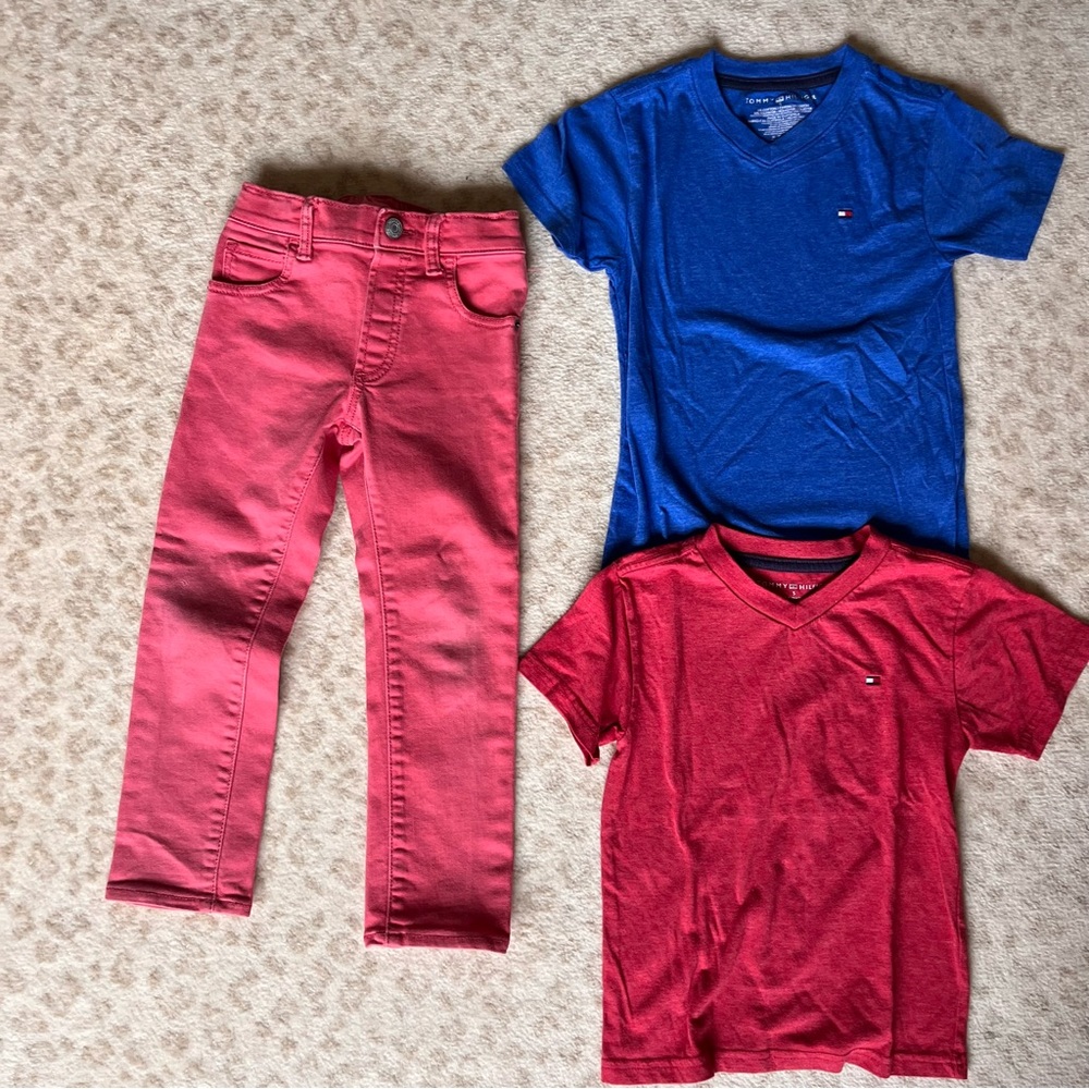 Tommy Hilfiger t-shirts and Gap slim fit pants (size 5T)